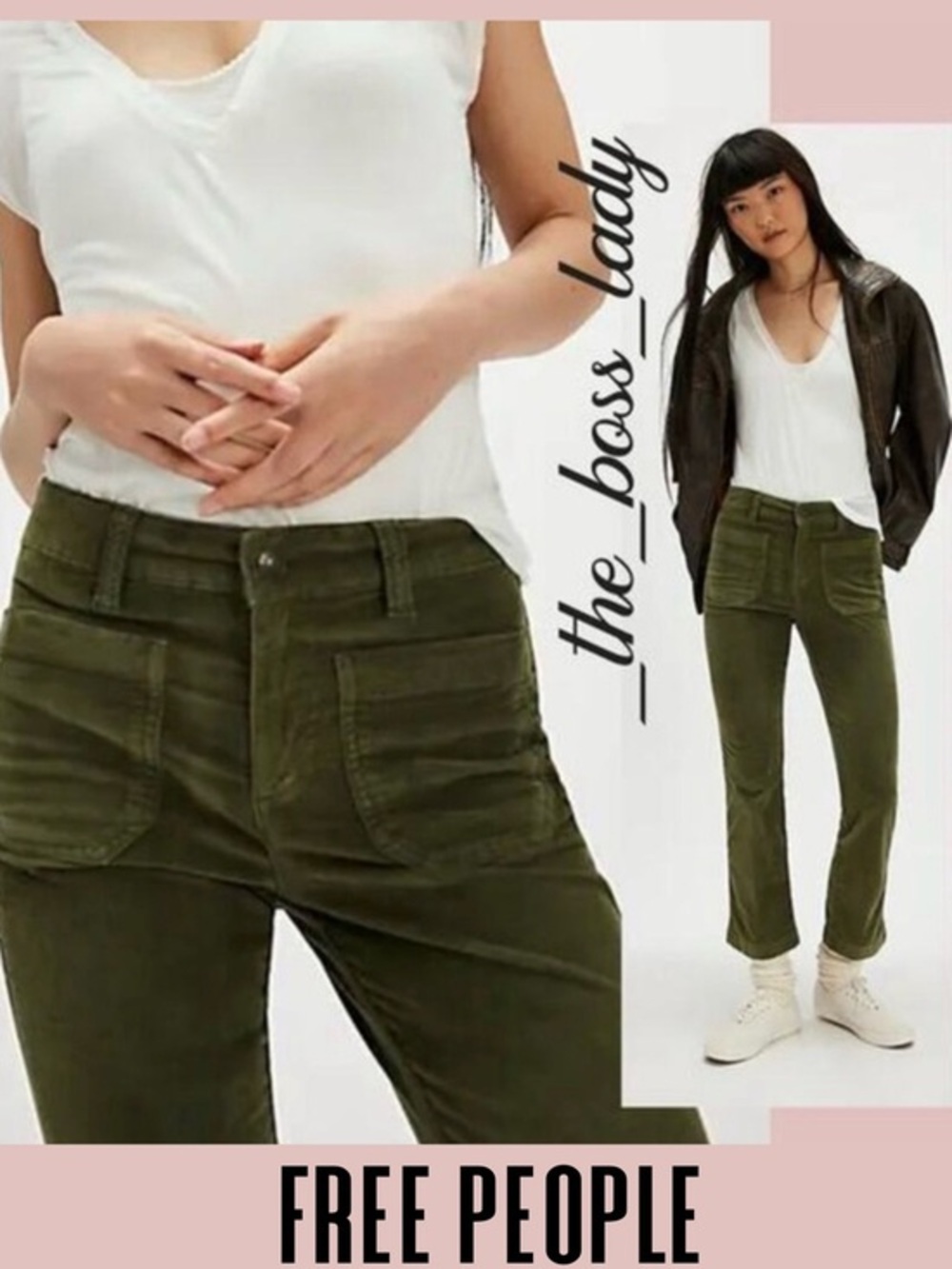 Free People velvet pants flare high rise cropped cotton 8